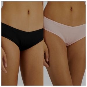 2 Jenni Women's Ribbed Hipster Underwear Black / Pink